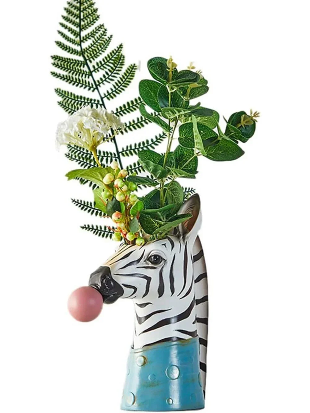 Unique Animal Face Vase, Modern Bubble Art Home Decor - Zebra Design, No Plants